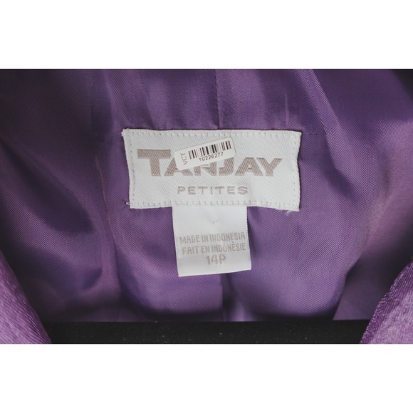 Women's Petite Tan Jay Retro Purple Open Front Blazer Size 14P Hook Close - Picture 4 of 7